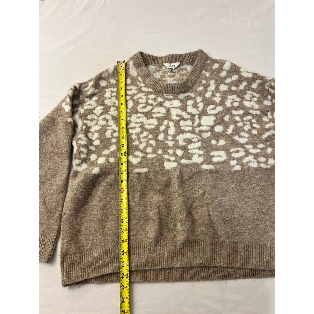 Joules Niamh Leopard Print Wool Blend Crew Neck Sweater Brown Womens Size 12 - Picture 3 of 10